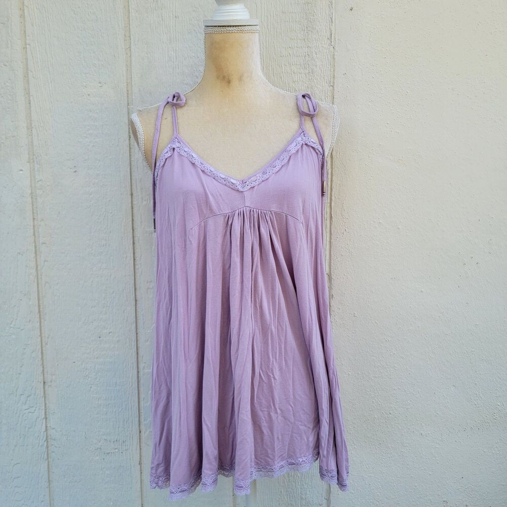 POL y2k babydoll top Purple adjustable straps lace trim fairy coquette wmns sz M